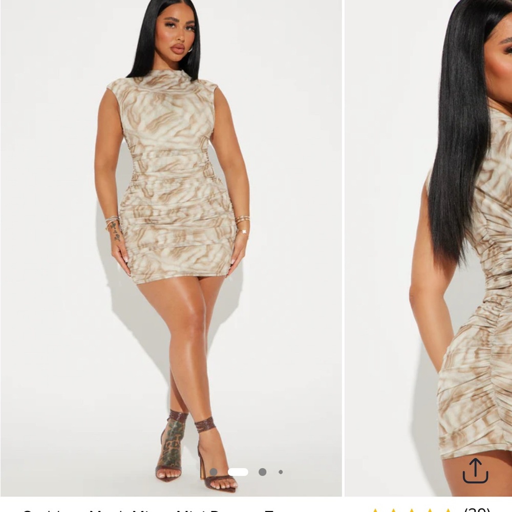 Fashion Nova Beige Patterned Mini Dress - Picture 2 of 4